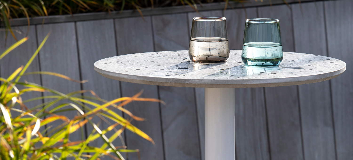 Terrazzo Tafel Rond Low Blauw XLBOOM Terrazzo Collectie